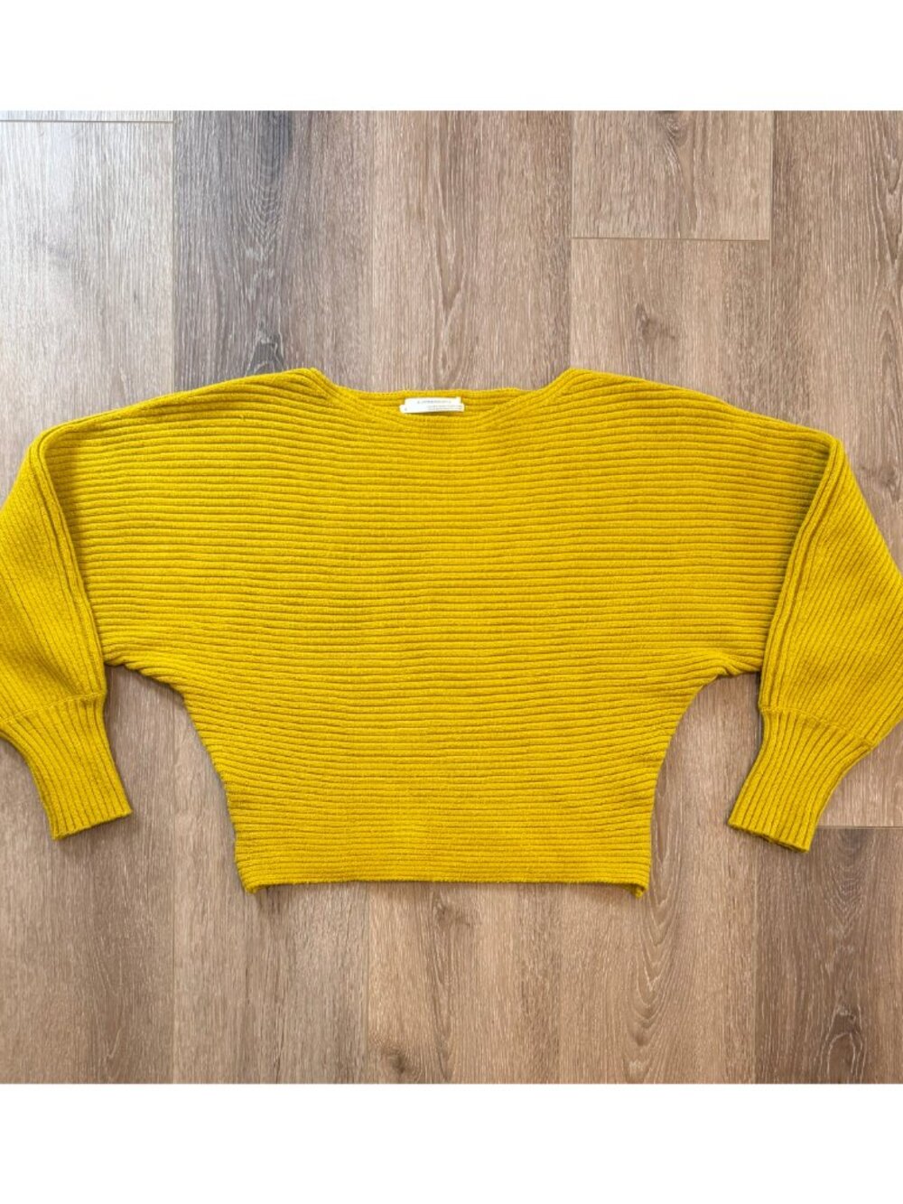 Anthropologie Ribbed Pullover Dolman Sleeve Jumper Golden Yellow Size Small - Picture 5 of 8